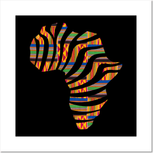 Kente, Africa Map with Stripes, Ghana Pattern Posters and Art